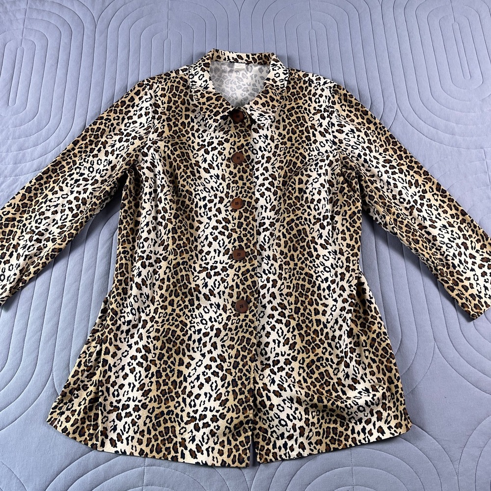 Tara Jones Jacket Womens 2X Animal Print Button Up Collared Outdoor Casual Mom